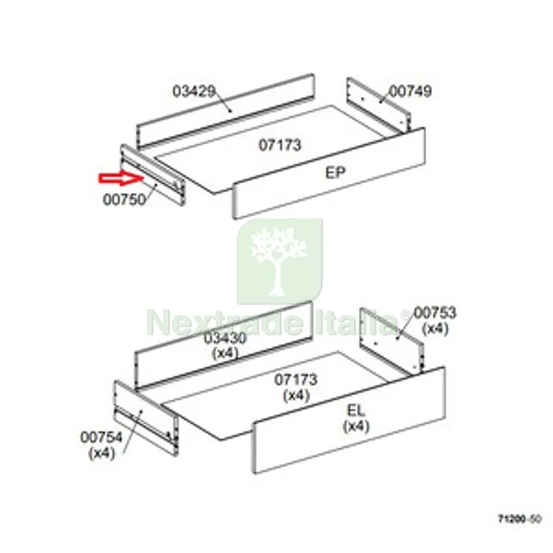R Laterale Cassetto 00750 x Kit Cassettiera 5C Nova 77X40X107 Bianca — Arredo — rif. FERX.605035 R Laterale Cassetto 00750 x Kit Cassettiera 5C Nova 77X40X107 Bianca — Arredo — rif. FERX.605035