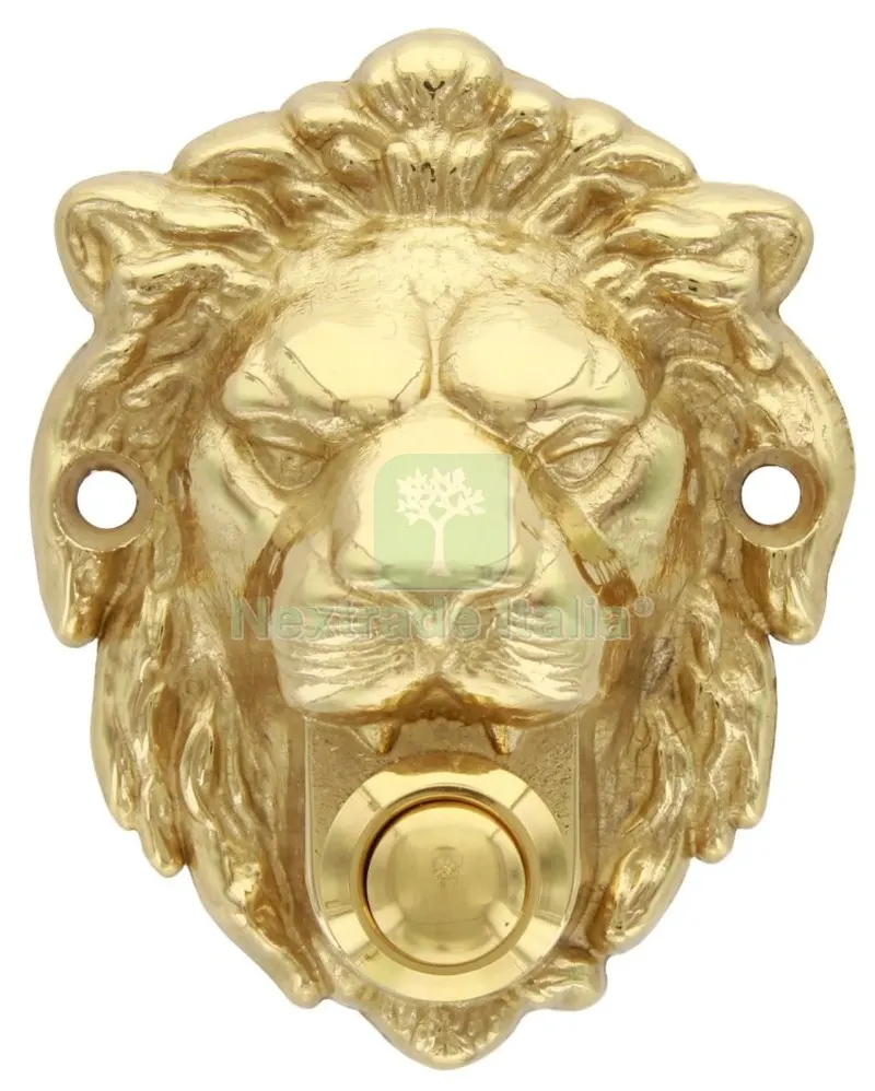 6BLISTER Blister Campanello Leoncino Ottone Lucido MM. 75X60 — Ferramenta porte e finestre — rif. FERX.61181