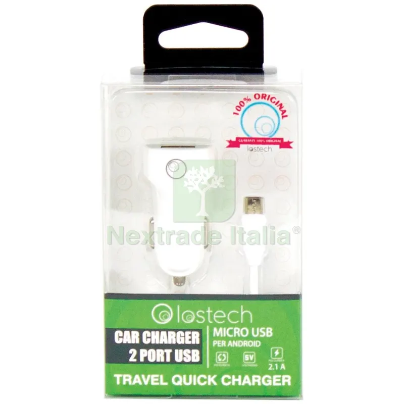 Caricatore da Auto con 2 Porte USB + Cavo Micro USB CM.100 — Caricabatterie e alimentatori — rif. FERX.6146 Caricatore da Auto con 2 Porte USB + Cavo Micro USB CM.100 — Caricabatterie e alimentatori — rif. FERX.6146
