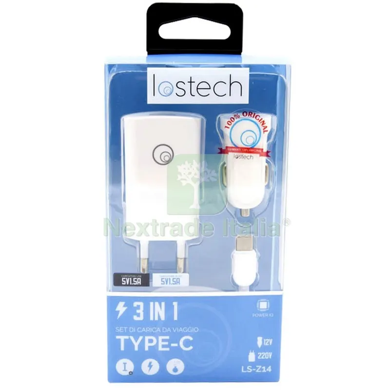 SET 3 IN 1 TYPE C CON CARICATORE DA PARETE+DA AUTO+ CAVO CM.100 — Tubi e raccordi — rif. FERX.6227 SET 3 IN 1 TYPE C CON CARICATORE DA PARETE+DA AUTO+ CAVO CM.100 — Tubi e raccordi — rif. FERX.6227