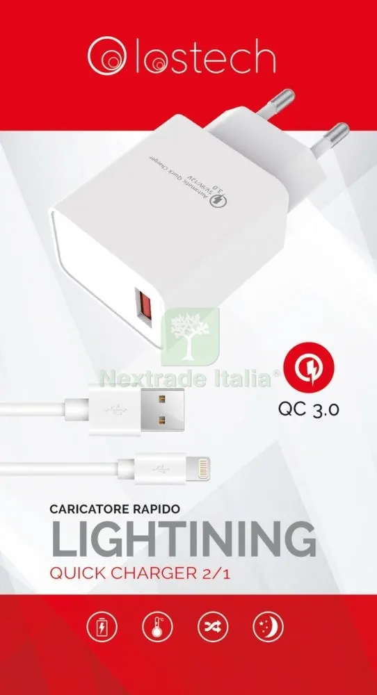 Set 2 in 1 Carica da 3 Ante con 1 USB+CAVO CM.100 Lighting — Cavi e fili — rif. FERX.62576