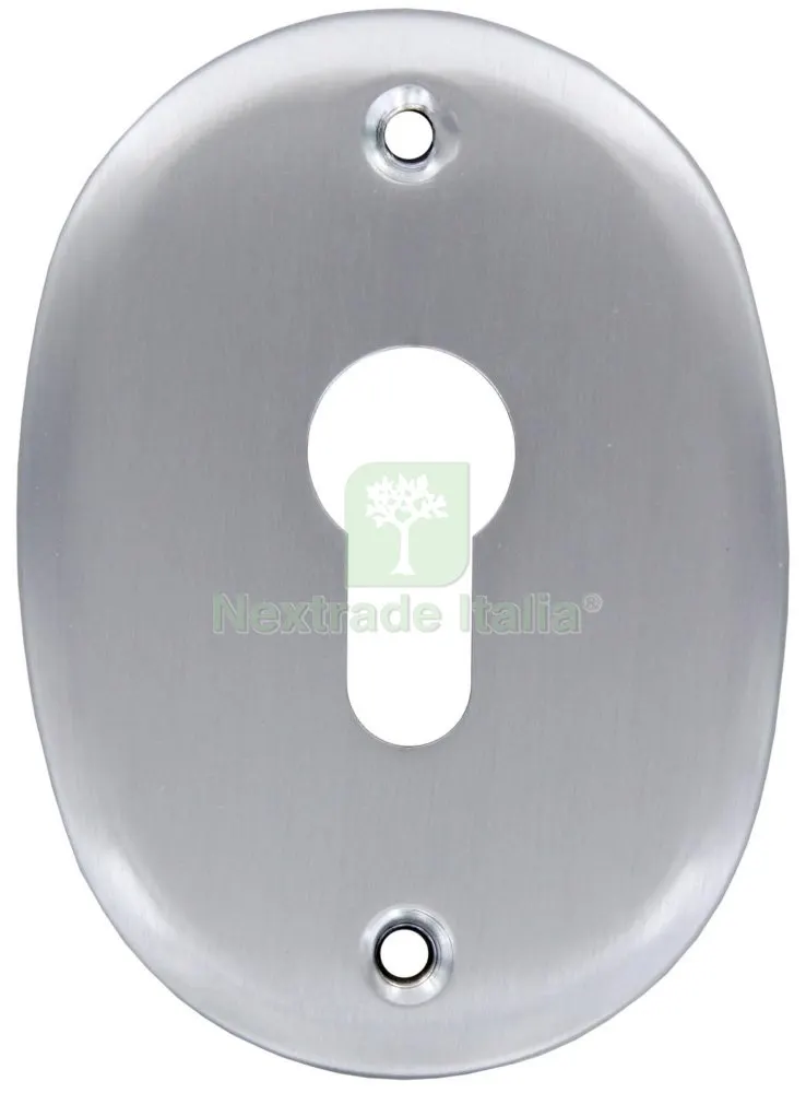 2PZ Bocchetta con Fori PR.EUROPEO ART. F0232 Cromo Satinato — Serrature e cilindri — rif. FERX.64054 2PZ Bocchetta con Fori PR.EUROPEO ART. F0232 Cromo Satinato — Serrature e cilindri — rif. FERX.64054
