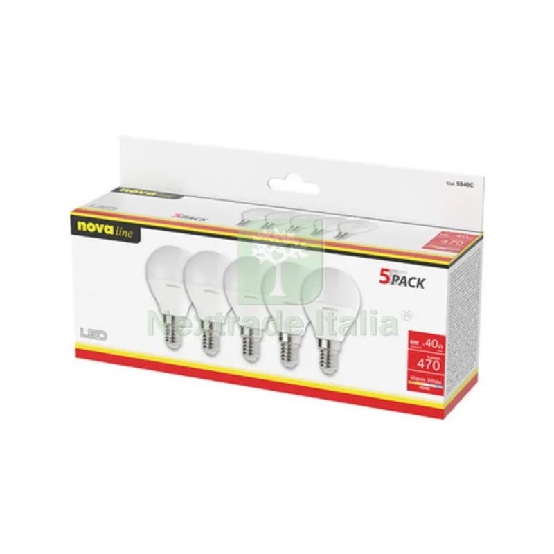 Nova Lampada LED Sferetta E14 6W 3000K PZ.5 — Illuminazione — rif. FERX.681837