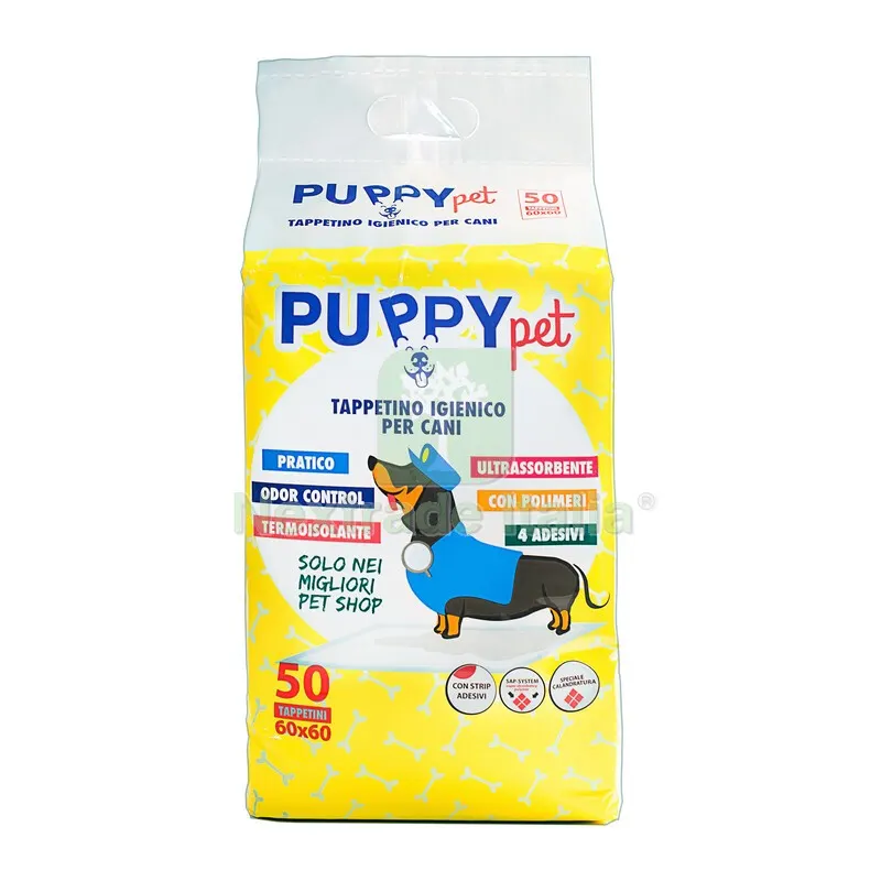 Tappetino Puppy PET Monouso CM.60X60 PZ.50 — Casalinghi e organizzazione — rif. FERX.683928 Tappetino Puppy PET Monouso CM.60X60 PZ.50 — Casalinghi e organizzazione — rif. FERX.683928