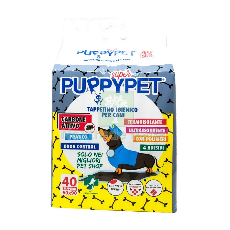 TAPPETINO PUPPY PET CM.60X90 CARBONI ATTIVI PZ.40 — Protezioni corpo — rif. FERX.687906 TAPPETINO PUPPY PET CM.60X90 CARBONI ATTIVI PZ.40 — Protezioni corpo — rif. FERX.687906