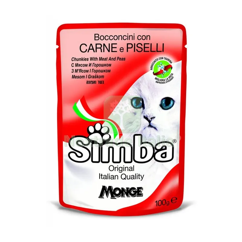 24PZ CIBO GATTO MONGE SIMBA 100 G CARNE E PISELLI — Gatti — rif. FERX.688862