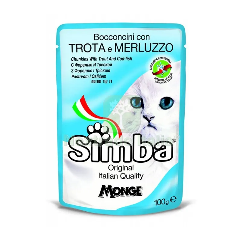 24PZ CIBO GATTO MONGE SIMBA 100 G TROTA E MERLUZZO — Gatti — rif. FERX.688864