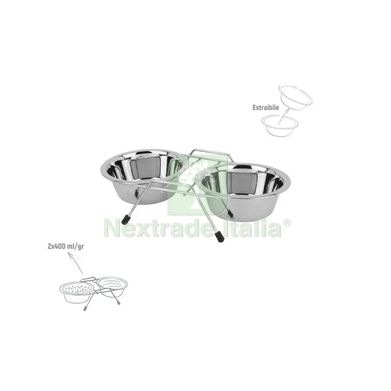 Zoov Ciotola Doppia in Acciaio con Supporto ML.400 — Cucina e coltelleria — rif. FERX.689294 Zoov Ciotola Doppia in Acciaio con Supporto ML.400 — Cucina e coltelleria — rif. FERX.689294