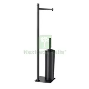 GEDY TRILLY PIANTANA PORTA ROTOLO/SCOPINO NERO MATT — Accessori bagno — rif. FERX.690841 GEDY TRILLY PIANTANA PORTA ROTOLO/SCOPINO NERO MATT — Accessori bagno — rif. FERX.690841