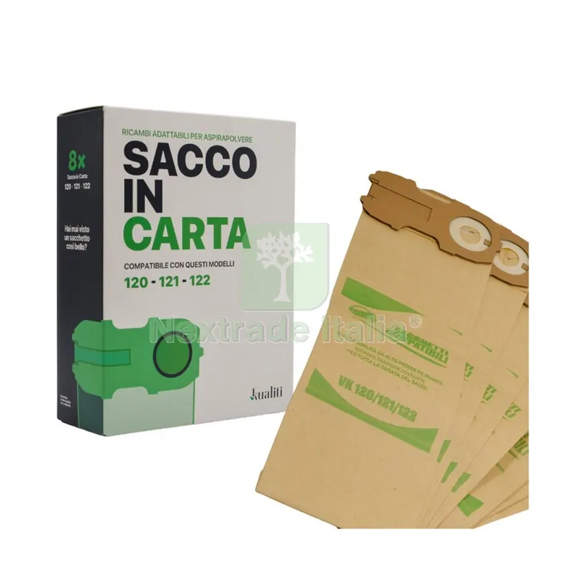 Ricambio Folletto Sacco in Carta K120/1/2 PZ.8 — Accessori e ricambi utensili elettrici — rif. FERX.692377 Ricambio Folletto Sacco in Carta K120/1/2 PZ.8 — Accessori e ricambi utensili elettrici — rif. FERX.692377