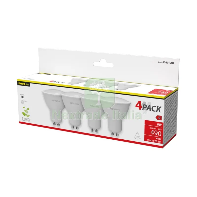 Nova Lampada LED Spot GU10 6W 490LM 3000K PZ.4 — Illuminazione — rif. FERX.699257