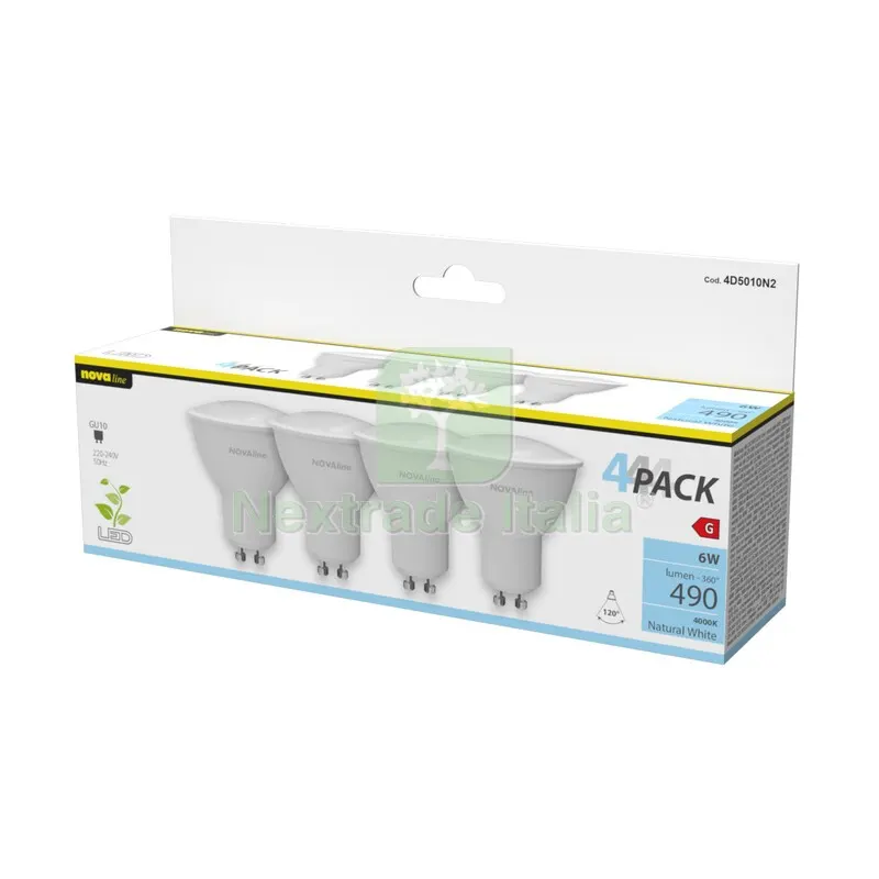 Nova Lampada LED Spot GU10 6W 490LM 4000K PZ.4 — Illuminazione — rif. FERX.699258