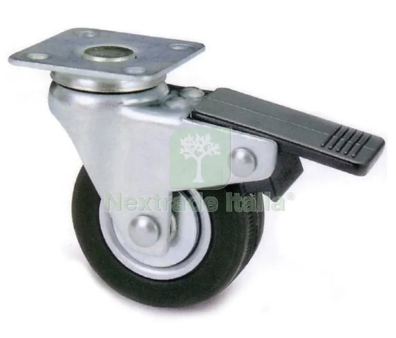 12PZ RUOTA MOBILE IN GOMMA DIAMETRO 50 CON PIASTRA PIù FRENO — Ferramenta per legno e mobili — rif. FERX.7642 12PZ RUOTA MOBILE IN GOMMA DIAMETRO 50 CON PIASTRA PIù FRENO — Ferramenta per legno e mobili — rif. FERX.7642