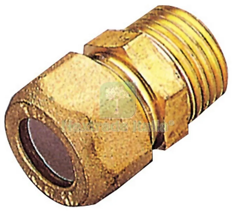 PL RACCORDO IN OTTONE DIRITTO BICONO M/GAS 10X3/8 — Tubi e raccordi — rif. FERX.76589