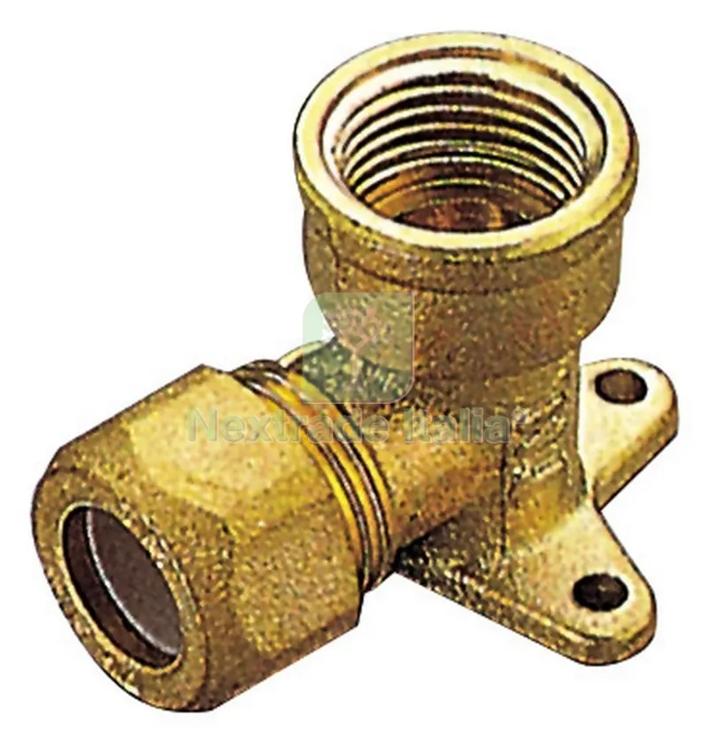 6PL PL GOMITO IN OTTONE FLANGIATE BICONO FEMMINA GAS 10X1/2 PES — Tubi e raccordi — rif. FERX.76619