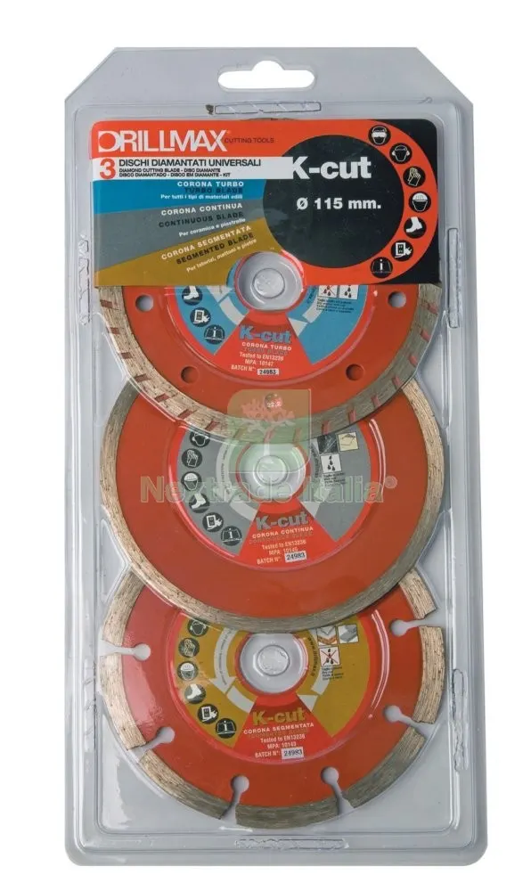 SET 3 DISCHI DIAMANTATI DIAMETRO MM.115 — Punte, frese e dischi — rif. FERX.7734