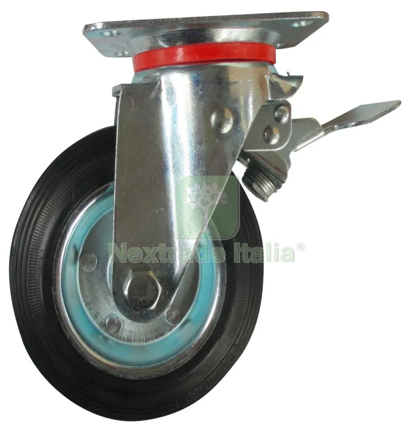 RUOTA INDUSTRIALE GIREVOLE DIAMETRO 200 CON FRENO EXPORT — Ferramenta per legno e mobili — rif. FERX.776
