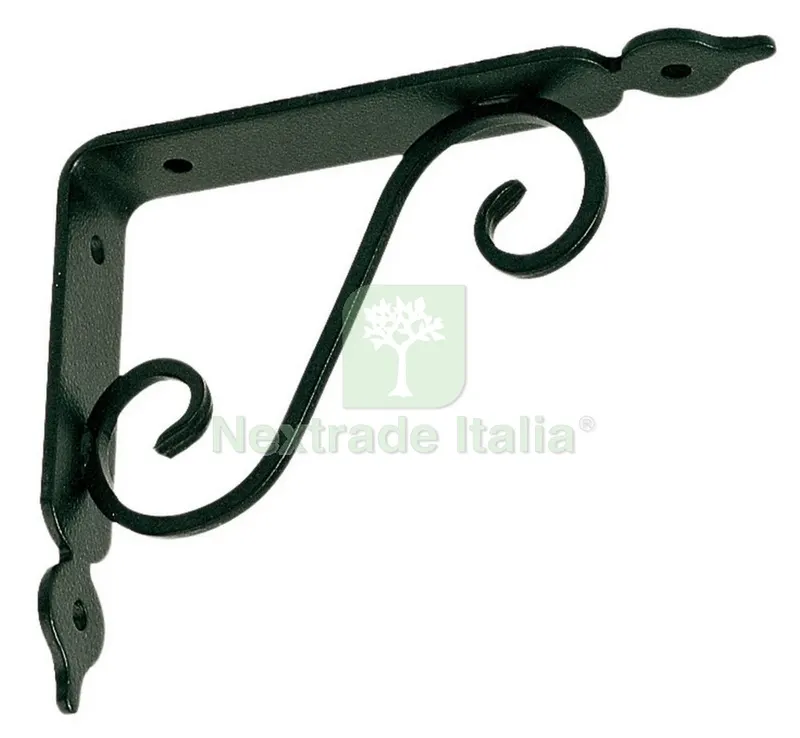 10PZ Reggimensola Ferro Battuto 230X175 MM Nero Satinato — Ferramenta per legno e mobili — rif. FERX.778