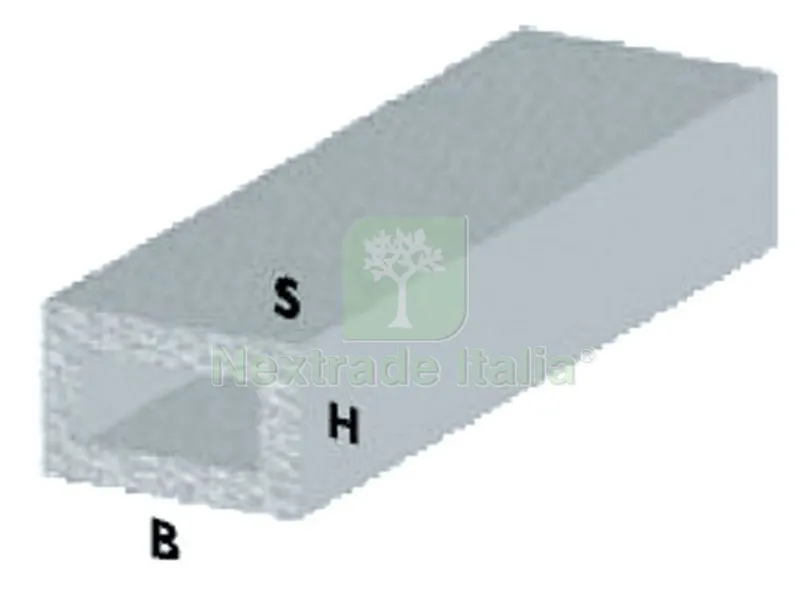 5PZ Profilo Argento H.100 CM Tubo Rettangolare 20X10X1 MM — Profili e angolari decorativi — rif. FERX.8003