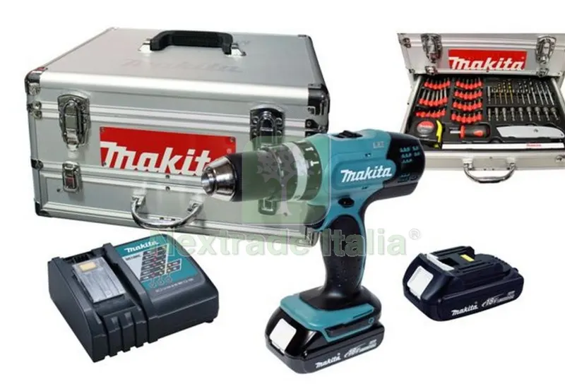 Makita Trapano con 2 Batterie 18VP/LI DHP453RYEX Allu — Trapani e avvitatori — rif. FERX.8269