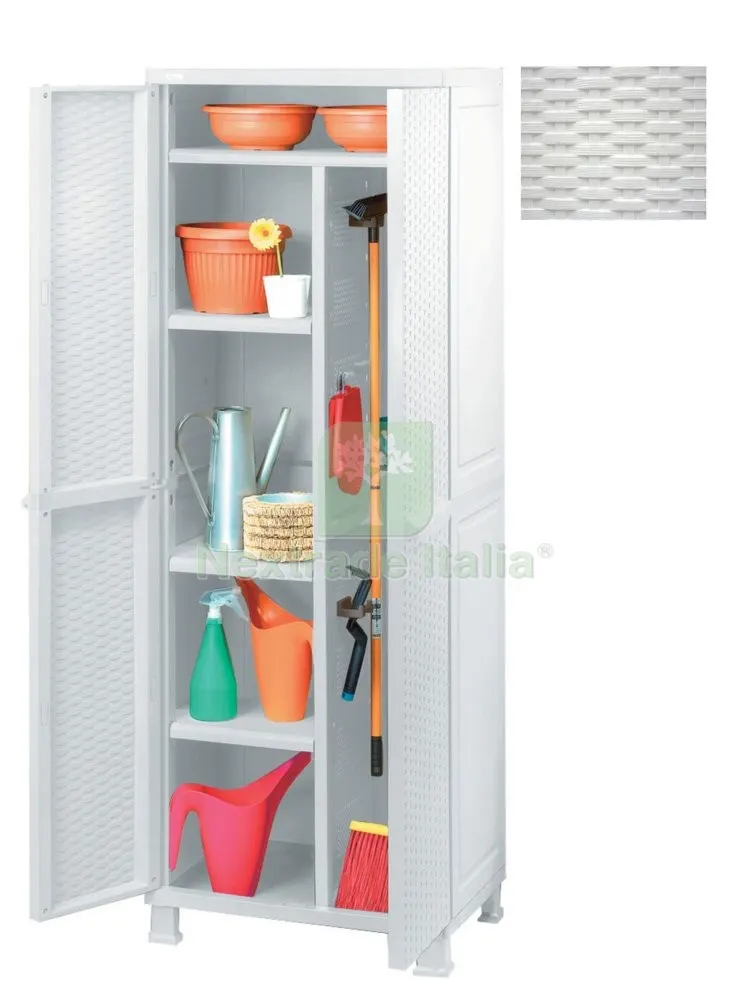 Armadio Keter CM 65X45X177H Quattro Ripiani e Vano Portascope Bianco — Arredo — rif. FERX.8280