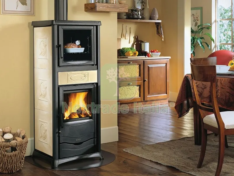 Stufa a Legna Rossella Plus Forno EVO Ceram. Panna — Stufe e camini — rif. FERX.8339