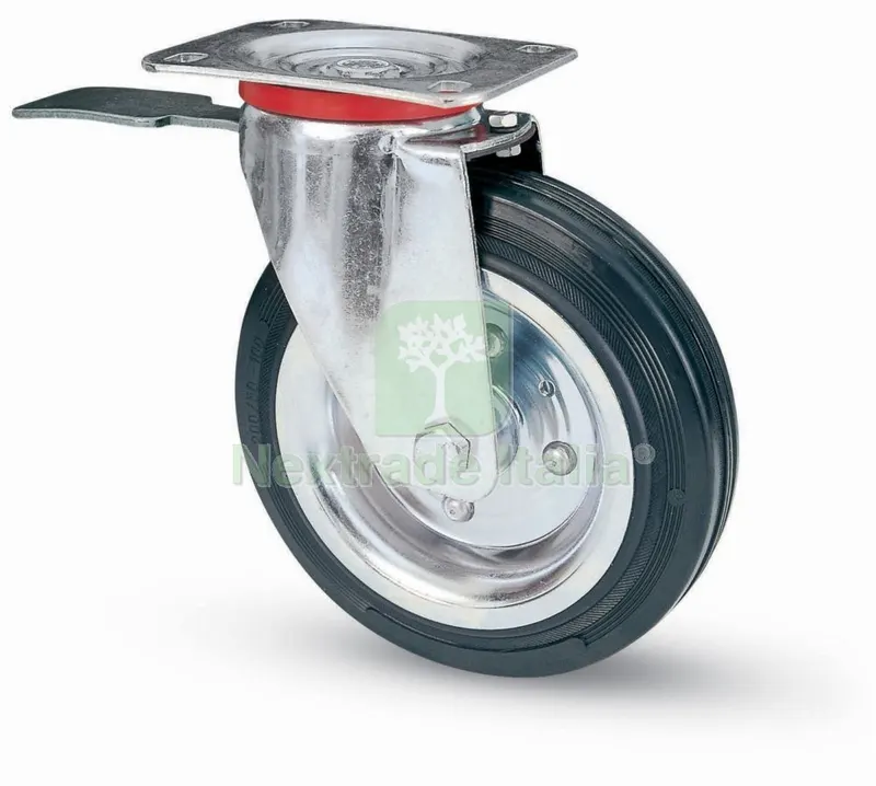 RUOTA INDUSTRIALE 80BIS PIASTRA GIREVOLE FRENO D100 — Ferramenta per legno e mobili — rif. FERX.8619