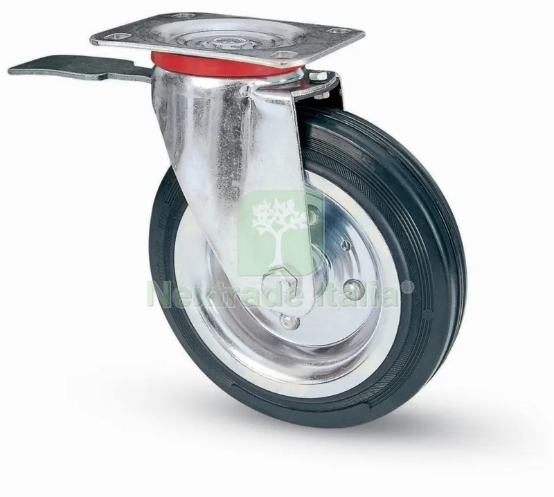 Ruota Industriale "80-BIS" Piastra-Girevole con Freno Diametro 150 — Ferramenta per legno e mobili — rif. FERX.8622 Ruota Industriale "80-BIS" Piastra-Girevole con Freno Diametro 150 — Ferramenta per legno e mobili — rif. FERX.8622