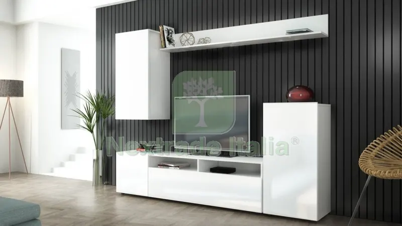 KIT PARETE LIVING BRIDGE 207X170X34 BIANCO/BIANCO LUCIDO — Elettroseghe e motoseghe — rif. FERX.886 KIT PARETE LIVING BRIDGE 207X170X34 BIANCO/BIANCO LUCIDO — Elettroseghe e motoseghe — rif. FERX.886