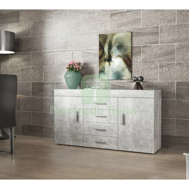 Kit Madia 2 Ante +4 Cassetti 153X85X40 CM Cemento Chiaro 4298 — Cemento, malte e collanti edili — rif. FERX.899