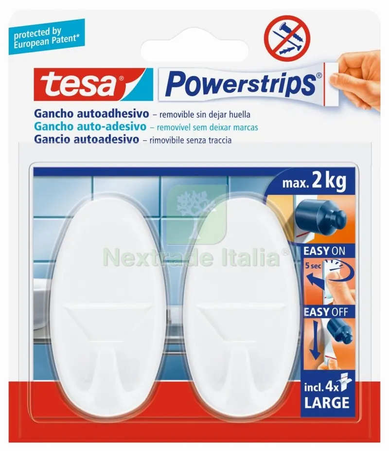 6CF TESA POWERSTRIPS 2 GANCI AUTOADESIVO BIANCO GRANDI — Adesivi e sigillanti — rif. FERX.90802