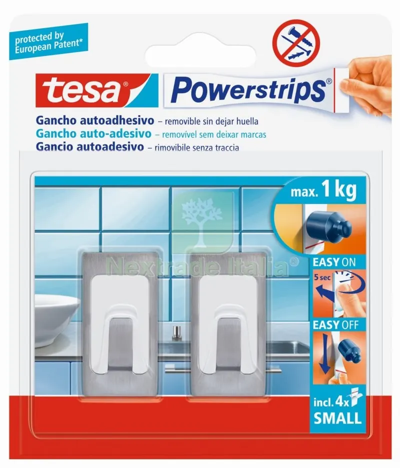 8PZ Tesa Powerstrips 2 Ganci Autoad. in Metallo — Adesivi e sigillanti — rif. FERX.90806 8PZ Tesa Powerstrips 2 Ganci Autoad. in Metallo — Adesivi e sigillanti — rif. FERX.90806