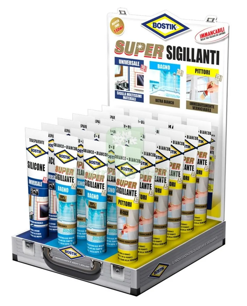 Bostik Espositore 24 Siliconi Tubi Vuoto — Articoli per ufficio — rif. FERX.90827