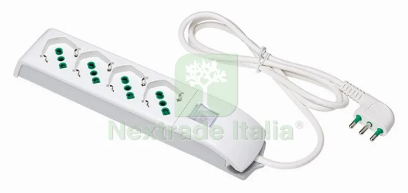 FME ART.410100 MULTIPRESA FIDO 4 POLI BIPASSO/SCHUKO + INTERRUTTORE LUMINOSO — Interruttori e prese — rif. FERX.91225 FME ART.410100 MULTIPRESA FIDO 4 POLI BIPASSO/SCHUKO + INTERRUTTORE LUMINOSO — Interruttori e prese — rif. FERX.91225