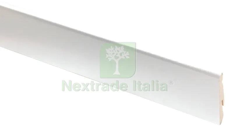 10PZ Battiscopa Bianco MDF CM 240X8,0X1,0 — Profili e angolari decorativi — rif. FERX.9179 10PZ Battiscopa Bianco MDF CM 240X8,0X1,0 — Profili e angolari decorativi — rif. FERX.9179