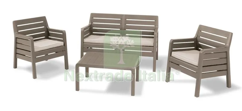 Allibert Salotto 'dana' Cappuccino con Cuscini — Tempo libero outdoor — rif. FERX.91915 Allibert Salotto 'dana' Cappuccino con Cuscini — Tempo libero outdoor — rif. FERX.91915