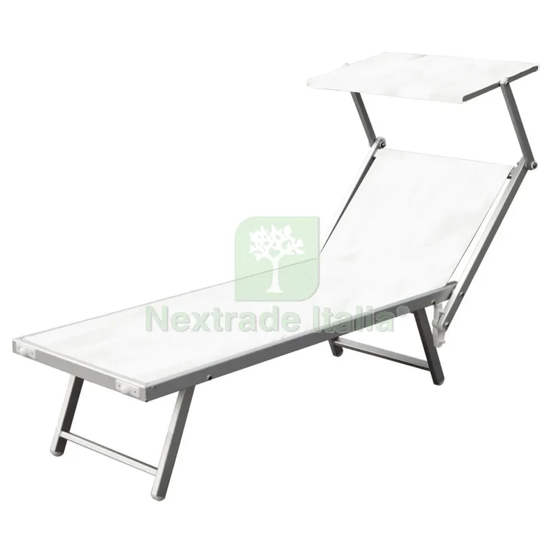 2PZ Playa Lettino Alluminio con Parasole Bianco — Tempo libero outdoor — rif. FERX.91934 2PZ Playa Lettino Alluminio con Parasole Bianco — Tempo libero outdoor — rif. FERX.91934
