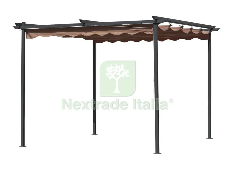 Pergola in Acciaio con Telo Retrattile CM 300x300x220h — Gazebo e strutture giardino — rif. FERX.91935 Pergola in Acciaio con Telo Retrattile CM 300x300x220h — Gazebo e strutture giardino — rif. FERX.91935