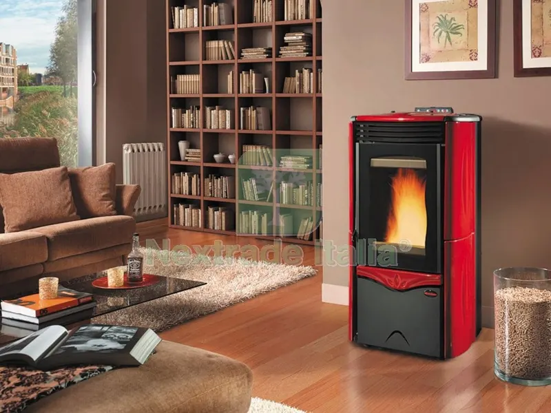 Stufa Pellet KW.14 Duchessa Idro Ceramica Bordeaux — Stufe e camini — rif. FERX.9199