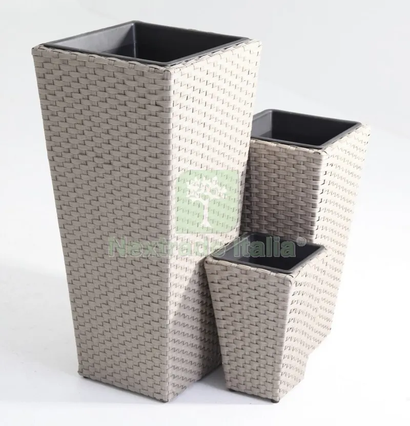Set 3 Vasi Polirattan Quadrati 'BIG' — Vasi e fioriere — rif. FERX.92001 Set 3 Vasi Polirattan Quadrati 'BIG' — Vasi e fioriere — rif. FERX.92001