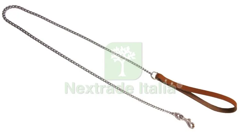 6PZ Guinzaglio Manico Cuoio Catena Maglia Media — Cani — rif. FERX.92694 6PZ Guinzaglio Manico Cuoio Catena Maglia Media — Cani — rif. FERX.92694