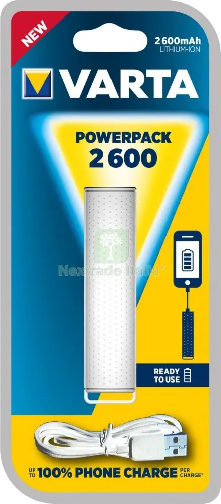 Varta Caricatore Portatile Litio 2600 MAH — Caricabatterie e alimentatori — rif. FERX.92824 Varta Caricatore Portatile Litio 2600 MAH — Caricabatterie e alimentatori — rif. FERX.92824