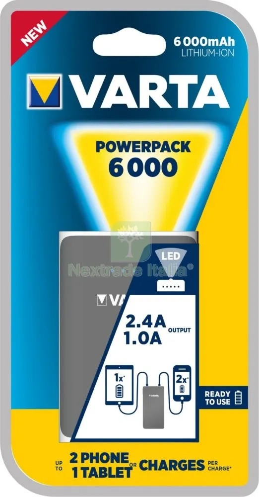 Varta Caricatore Portatile Litio 6000 MAH — Caricabatterie e alimentatori — rif. FERX.92825 Varta Caricatore Portatile Litio 6000 MAH — Caricabatterie e alimentatori — rif. FERX.92825