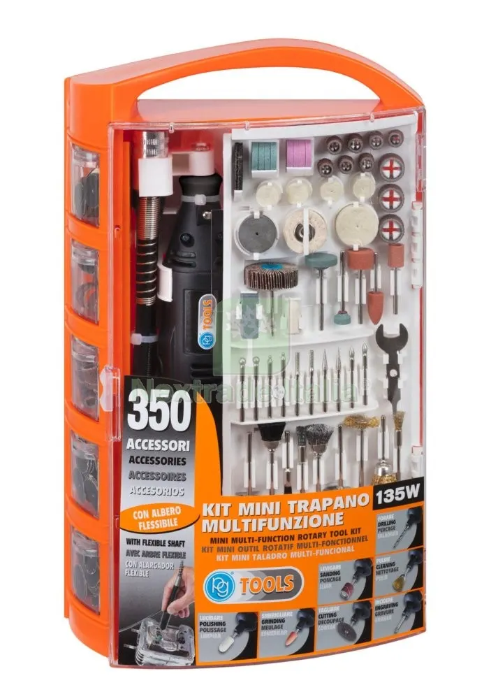 Poggi ART. PG141W Minitrapano con 300 Accessori — Trapani e avvitatori — rif. FERX.92866 Poggi ART. PG141W Minitrapano con 300 Accessori — Trapani e avvitatori — rif. FERX.92866