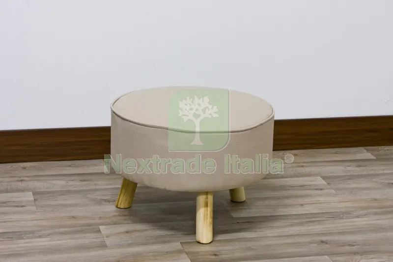 Pouff TESS./LEGNO DIAM.CM.50X36H Beige Magnum — Casalinghi e organizzazione — rif. FERX.93144 Pouff TESS./LEGNO DIAM.CM.50X36H Beige Magnum — Casalinghi e organizzazione — rif. FERX.93144