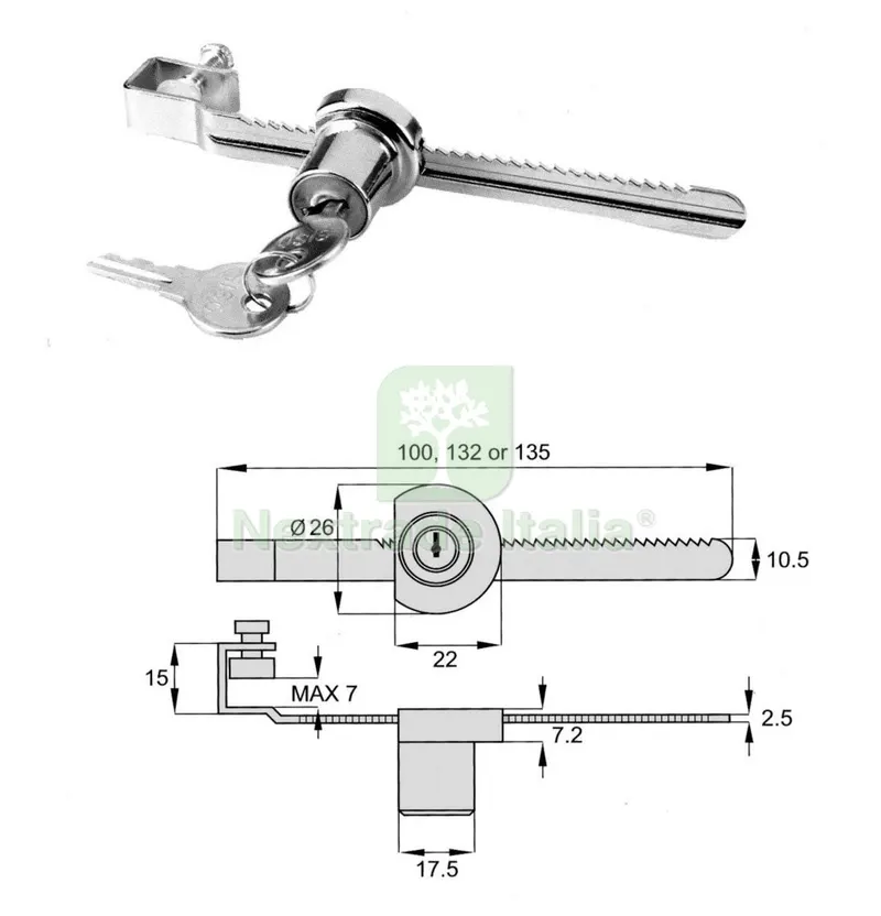 SERRATURA A SEGA PER CRISTALLI — Serrature e cilindri — rif. FERX.93203