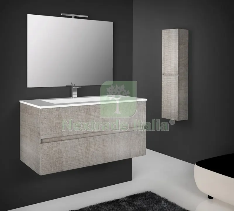 Mobile Bagno Compelto di Specchio ED Illuminazione a LED MOD. "splash" CM 80 Colore Rovere Corda — Accessori bagno — rif. FERX.93221 Mobile Bagno Compelto di Specchio ED Illuminazione a LED MOD. "splash" CM 80 Colore Rovere Corda — Accessori bagno — rif. FERX.93221