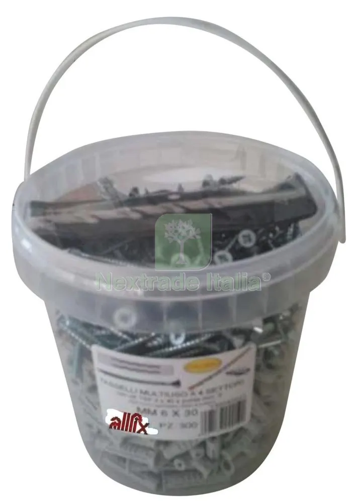 CONFEZIONE 300 TASSELLI CON VITI PF4 MM.6 + PUNTA — Tasselli e ancoraggi — rif. FERX.9325 CONFEZIONE 300 TASSELLI CON VITI PF4 MM.6 + PUNTA — Tasselli e ancoraggi — rif. FERX.9325
