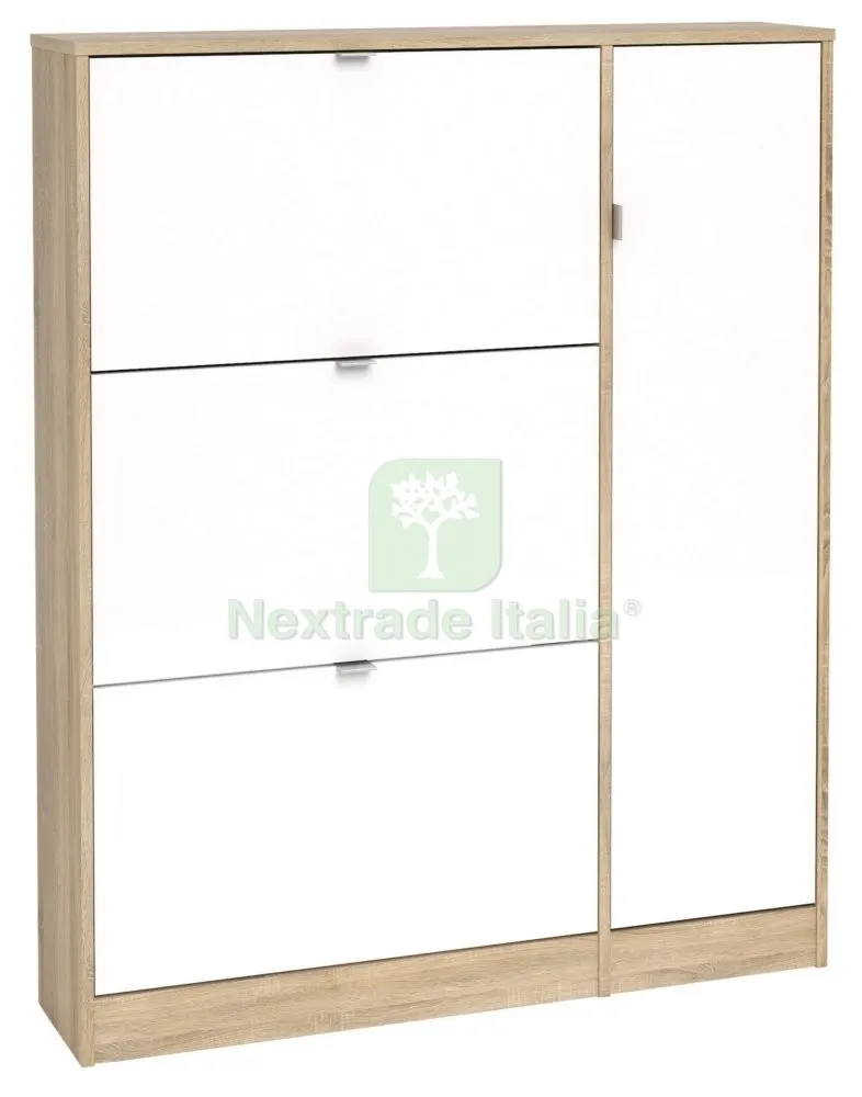 Kit Scarpiera 3 Ribalte +1 Anta 102X24X125 Rovere Bianco — Arredo — rif. FERX.93353
