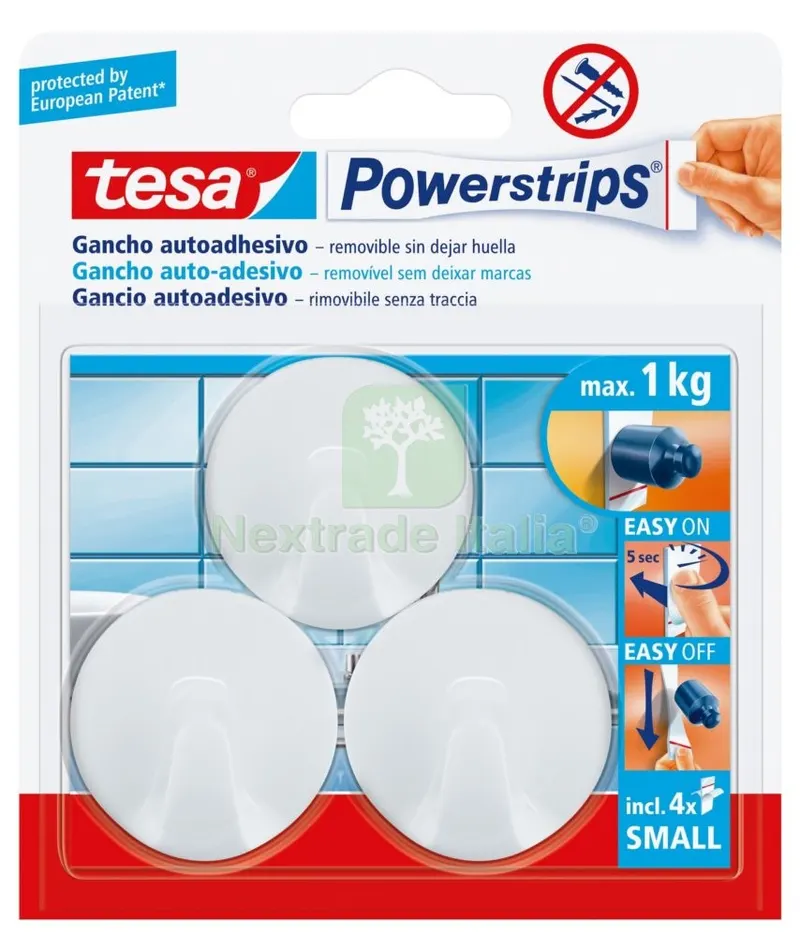 6CF Tesa Powerstrips 3 Ganci Tondi Bianchi — Casalinghi e organizzazione — rif. FERX.93455 6CF Tesa Powerstrips 3 Ganci Tondi Bianchi — Casalinghi e organizzazione — rif. FERX.93455